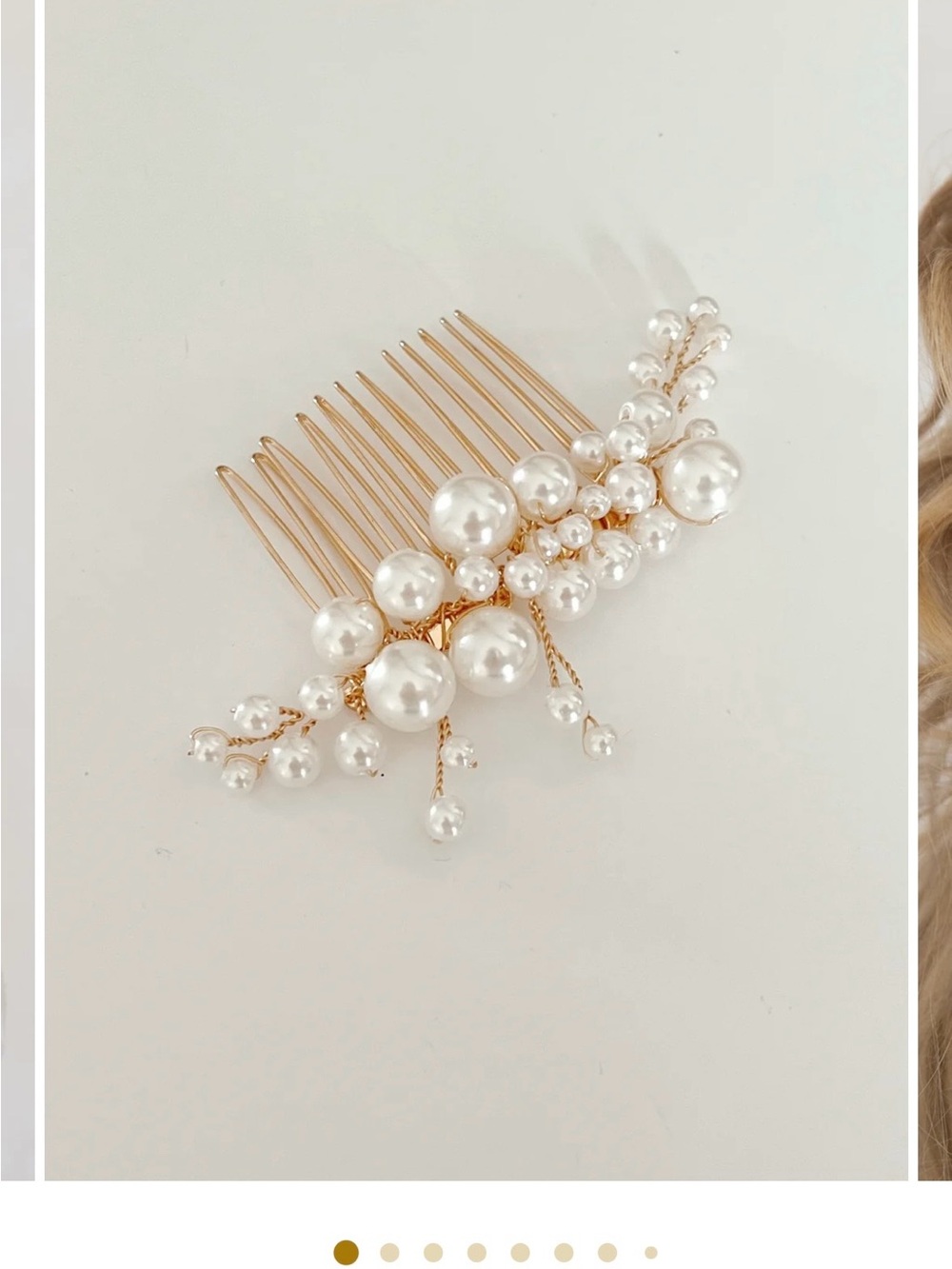 Gold Pearl Cluster Bridal Hair Comb